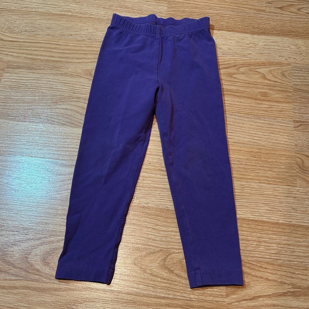 Hanna Andersson Girls Purple Cotton Spandex Elastic Waist Leggings Size 100 4T